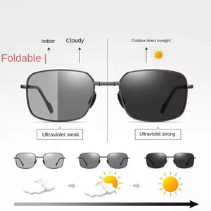 Men's Fashion Driving <b>Square</b> Sunshade <b>Sunglasses</b> Metal Folding Outdoor Polarized Photochromic <b>Sunglasses</b> - Product Image 2