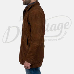 Parka en cuir suédé marron de qualité supérieure pour homme - Manteau d'hiver mi-long avec capuche et doublure chaude pour un style décontracté - Product Image 6