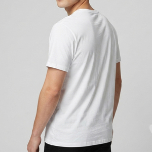 T-shirt en coton uni à col rond et manches courtes pour homme, coupe classique, couleur unie, jersey décontracté, blanc et beige - Product Image 3
