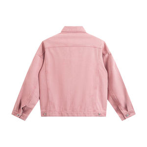 Veste en jean rose personnalisée pour hommes et femmes, coupe oversize, style streetwear, délavée, décontractée, unisexe, en coton, épaules tombantes - Product Image 2