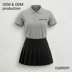 Polo de manga corta para mujer con falda plisada, conjunto de pickleball con logo personalizado, transpirable, de secado rápido, para todas las temporadas. - Product Image 4
