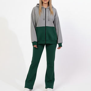 Conjuntos Deportivos de 2 Piezas para Mujer, al por Mayor, con Logotipo Personalizado, 100% Algodón, Corte Regular, Hombros Caídos, Cierre de Cremallera, Estilo Hip Hop, para Invierno - Product Image 6