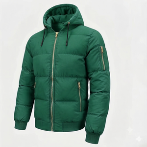 Men's Puffer Jacket Custom Designed Bubble Padded Winter Zipper Closure Front Breathable - Product Image 2