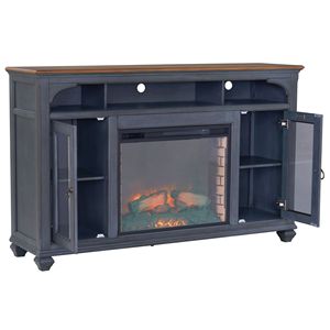 Bridgevine Home Americana supporto TV camino da 66 pollici con finitura blu velluto a coste per TV fino a 80 pollici - Product Image 4