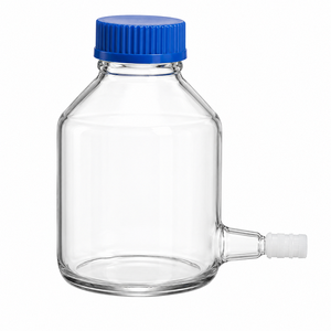 Aspirator <b>Bottle</b> with GL45 Cap and <b>Stopper</b> Socket Outlet Round White <b>Glass</b> Container for Liquid Storage and Dispensing - Product Image 2