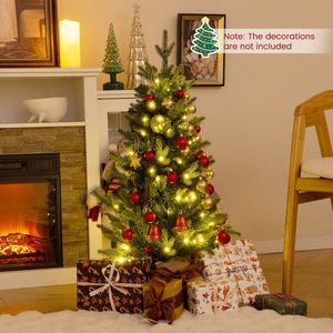 Mini 3 Feet Pre-Lit Artificial Christmas <b>Tree</b> with Burlap Base for <b>Tabletop</b> Xmas Decorations - Product Image 1