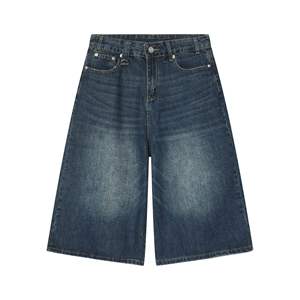 Shorts en jean pour hommes, décontractés, style streetwear américain, taille mi-haute, coupe droite, tricotés, coupe ample, légers, pour le quotidien - Product Image 4