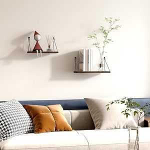 Rustic Wooden Floating Wall <b>Shelf</b> with Black Metal Rope Brackets Handmade Farmhouse Display Storage <b>Shelf</b> - Product Image 2