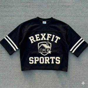 T-shirt de sport Rexfit pour homme en coton 100% de haute qualité, col épais 300 g/m², surdimensionné, impression et broderie personnalisées - Product Image 3