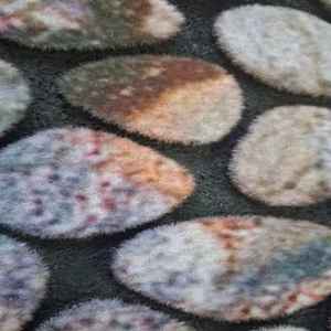 Tapis de porte en caoutchouc floqué lavable, antibactérien, antidérapant, imprimé par sublimation, motif galets, 45x75cm - Product Image 2