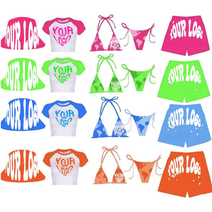 Maillots de bain assortis pour couples avec logo personnalisé, 3 pièces, shorts de plage pour hommes, ensemble de bikini string pour femmes, maillots de bain pour femmes - Product Image 2