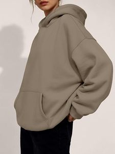 Sudadera con Capucha Negra Extra Grande para Mujer, con Bolsillo, para Uso Casual - Product Image 4