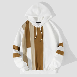 Sweat-shirts personnalisés pour hommes, fabriqués au Pakistan, de qualité supérieure, avec cordon de serrage, élégants, avec empiècements marron et beige, style sportif. - Product Image 5