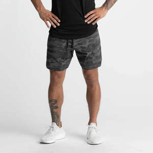 กางเกงขาสั้นออกกำลังกายผู้ชายรุ่นใหม่ล่าสุด ผ้าแคนวาสรักษ์โลก เอวกลาง กระเป๋าซับในผ้าสองชั้นแบบสั่งทำพิเศษ แห้งเร็ว ระบายอากาศได้ดี 2 in 1 สำหรับวิ่งและออกกำลังกาย - Product Image 3