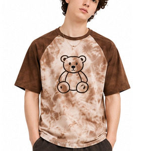 Camiseta Raglán Tie Dye para Hombre, 100% Algodón, Manga Corta, Cuello Redondo, Estampado Gráfico, Corte Holgado, Ropa Personalizada al por Mayor, Estilo Urbano EAZWEARS - Product Image 4