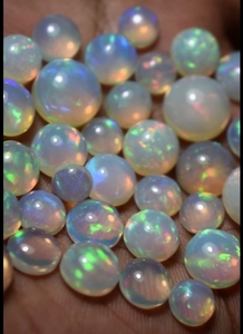 Ópalos Etíopes Naturales Redondos Cabujón con Corte Multifuego y Colores Cambiantes, Piedras Preciosas Sueltas de Doble Cara para Joyería W.A.GEMS Tercera Parte - Product Image 2