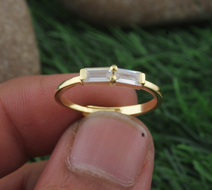 Luxury Sparkling <b>CZ</b> Gold Plated <b>Ring</b> Elegant White Cubic Zirconia Statement Band High-Quality Gold Plated Jewelry for Woman - Product Image 3
