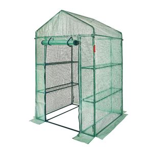 Serra da Giardino Walk-in 4.6 x 2.4 x 6.7 piedi con Ripiani, Copertura in PE ad Alta Resistenza, Telaio in Acciaio, Porte e Finestre in Plastica Verde - Product Image 2
