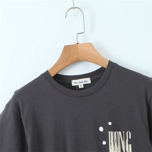 Camiseta de Verano para Mujer, Cuello Redondo, Algodón Grueso, Ecológica, Transpirable, con Estampado por Transferencia de Calor, Venta al Por Mayor - Product Image 3