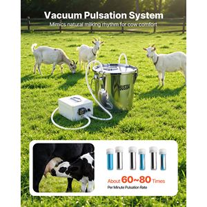 Máquina de Ordeño para Cabras de Granja, Cubeta de Acero Inoxidable de Grado Alimenticio de 12L, 4 Copas de Ordeño, Recargable de 8000mAh, 220V - Product Image 5