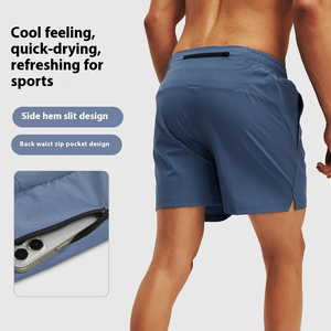 Shorts pour hommes à taille élastique, décontractés, respirants, légers, avec logo personnalisé sur le devant, fermeture à cordon, OEM ODM, vente en gros - Product Image 5