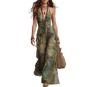 Robe longue en mousseline de soie bohème, robe maxi florale décontractée pour femmes - Product Image 3