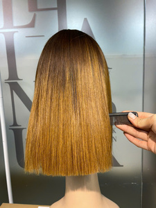 Prix de gros Extensions de cheveux humains vietnamiens vierges bruts 100% naturels, perruque Lace ultra-lisse couleur Ombré Brun, Super Double Drawn - Product Image 3