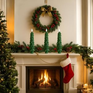 4 bougies LED sans flamme pour arbre de Noël d'intérieur avec télécommande et minuterie, fonctionnant sur piles, bougies coniques de Noël - Product Image 2