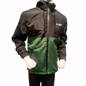 Coated Colorblock Breathable Canvas Winter <b>Hooded</b> Lightweight Water Resistant <b>Soft</b> <b>Shell</b> <b>Jacket</b> Contrast Panel Long Sleeve Front - Product Image 3