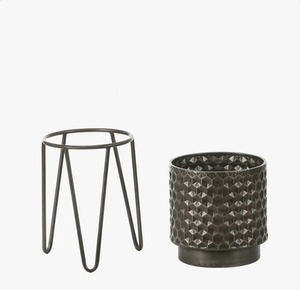 Ensemble de jardinières en métal classiques et modernes avec motif géométrique, vase de table de style industriel avec trou de drainage - Product Image 2