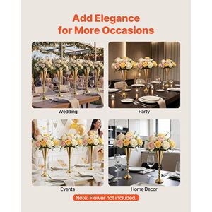 20 Pezzi Vasi Alti per Fiori da Matrimonio, Facile Installazione, Elettroplaccati, 16.9 Pollici, Centrotavola per Banchetti e Decorazioni per Tavoli Nuziali - Product Image 5