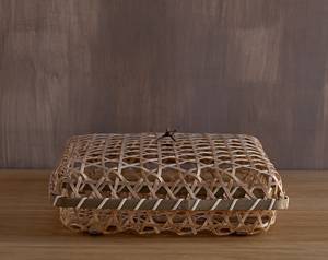 Open Weave Lidded Bamboo Basket Handmade Natural Storage Basket Woven Organizer Box for Home <b>Kitchen</b> <b>Pantry</b> Decoration Supplier - Product Image 2