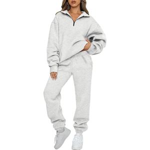 Survêtements d'hiver pour femmes, best-sellers, de haute qualité, respirants, écologiques, légers, avec fermeture éclair quart, style streetwear, couleur personnalisée, 100% coton - Product Image 1