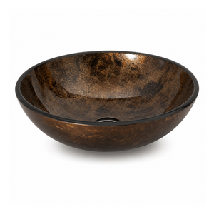 Handcrafted Marble Finish Copper Vessel Wash <b>Basin</b> <b>Round</b> Luxury Countertop Bathroom Sink Designer <b>Basin</b> for Home Hotel Villa - Product Image 1