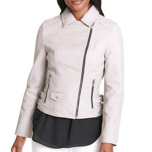 Chaquetas Blancas para Mujer con Logotipo Personalizado al por Mayor, Chaqueta Vintage de Invierno, Chaqueta de Cuero Elegante, Chaqueta Bomber Original, Ropa de Calle - Product Image 2