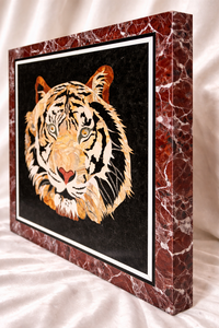 Mesa de Centro Moderna Ecológica con Incrustaciones de Mármol, Diseño de Tigre, Hecha a Mano, de Piedra Negra, Muebles de Lujo para Diwali, Venta al Por Mayor - Product Image 4