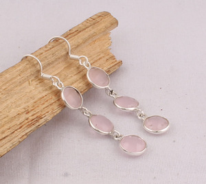 Pendientes de Cuarzo Rosa Natural, Plata de Ley 925, Estilo Victoriano Vintage, Pendientes Colgantes con Piedras Preciosas Rosas, Joyería al por Mayor - Product Image 5