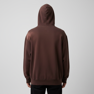 Sweat-shirt à capuche vintage rétro marron chocolat – Style streetwear déchiré avec fermeture éclair intégrale, design personnalisé unisexe - Product Image 3