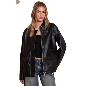 Chaqueta de Motocicleta de Cuero para Mujer al por Mayor, Manga Larga, Diseño Sólido, Logotipo Personalizado OEM, Impermeable, Transpirable, Tejida - Product Image 1