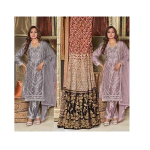 Premium Organza Salwar Kameez with Santoon Inner Silk Lining Designer Dupatta Winter Party Wear Ethnic Suit Set - Product Image 1