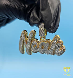 Hip Hop Custom Name Pendant <b>Iced</b> <b>Out</b> Moissanite Diamond Necklace Bling <b>Chain</b> Jewelry Gift - Product Image 2
