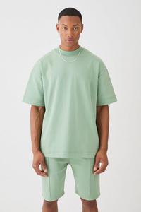 Camiseta de hombre oversize de corte holgado con hombros caídos, de algodón grueso, estilo streetwear, lisa, de calidad premium, proveedor. - Product Image 3