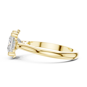 Anillos Clásicos de Compromiso, Boda y Aniversario con Media Corona, Diamante Cultivado en Laboratorio con Corte Princesa E VS1, Anillo de Oro Sólido de 14K - Product Image 4