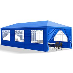 Gazebo per Matrimoni da Esterno in Lega di Titanio 3x9 Metri Impermeabile con 8 Pareti Laterali Rimovibili Blu - Product Image 1