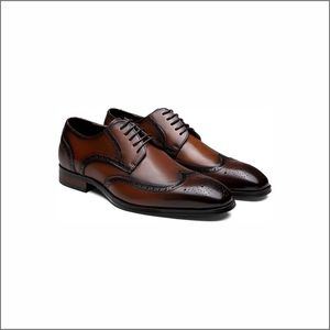 Chaussures habillées en cuir Oxford à bout rond et lacets, marron uni, confortables, pour le bureau et la carrière, toutes saisons - Product Image 6