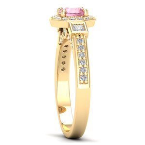 Bague REYES Nouveau Design en Argent Sterling 925 avec Morganite Ronde de 0,5 Carat et Moissanite – Cadeau d'Anniversaire Idéal - Product Image 3