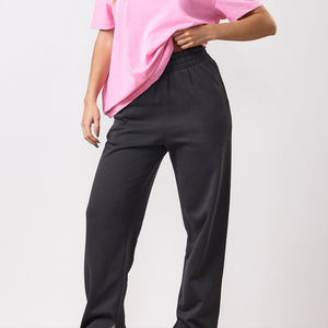 Pantalon de survêtement polaire streetwear d'hiver pour femme, coupe ample et oversize, jambe large avec fentes latérales, vente en gros - Product Image 5