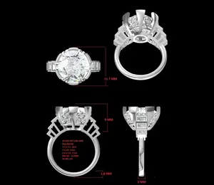 Vintage Moissanite <b>Solitaire</b> Engagement <b>Ring</b> 925 Sterling <b>Silver</b> White Gold Plated Prong Setting D Color VVS1 3 Carat Cut <b>Ring</b> - Product Image 6