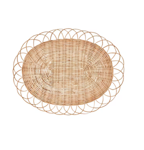 Assiette de présentation décorative en rotin pour événements et fêtes, motif floral, style bohème, faite à la main - Product Image 3
