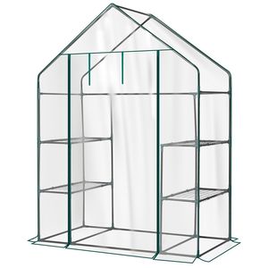 Mini serra da giardino a 4 ripiani per interni/esterni con copertura in PVC, 142 x 74 x 196 cm, per giardinaggio in giardino - Product Image 2